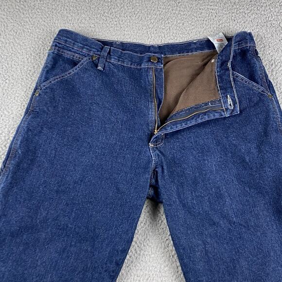Wrangler Utility Fleece Lined Jeans Men’s 36x32 Medium Wash Workwear Rugged - Picture 2 of 12